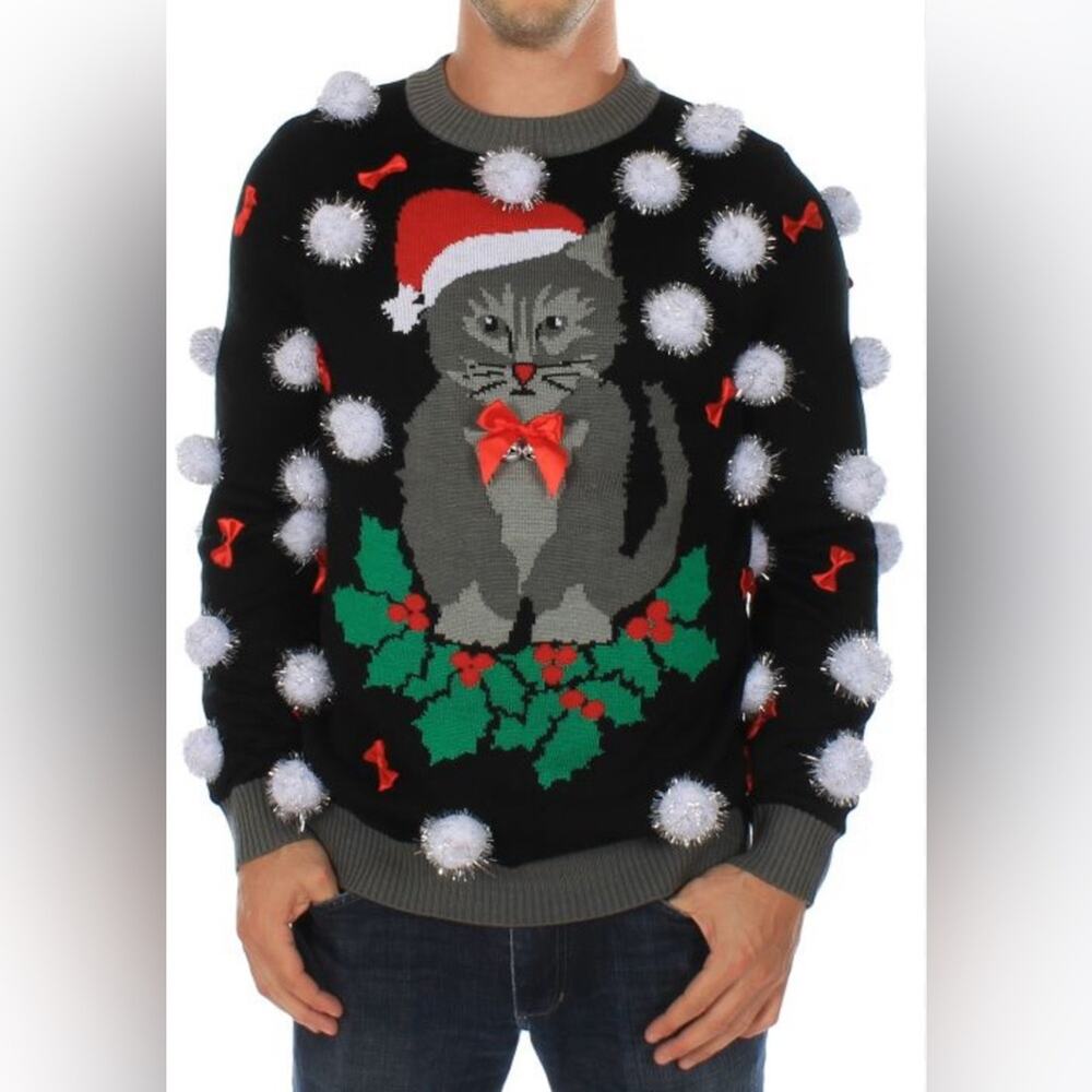 Tipsy Elves Ugly Christmas Sweater Christmas Cats Unisex S